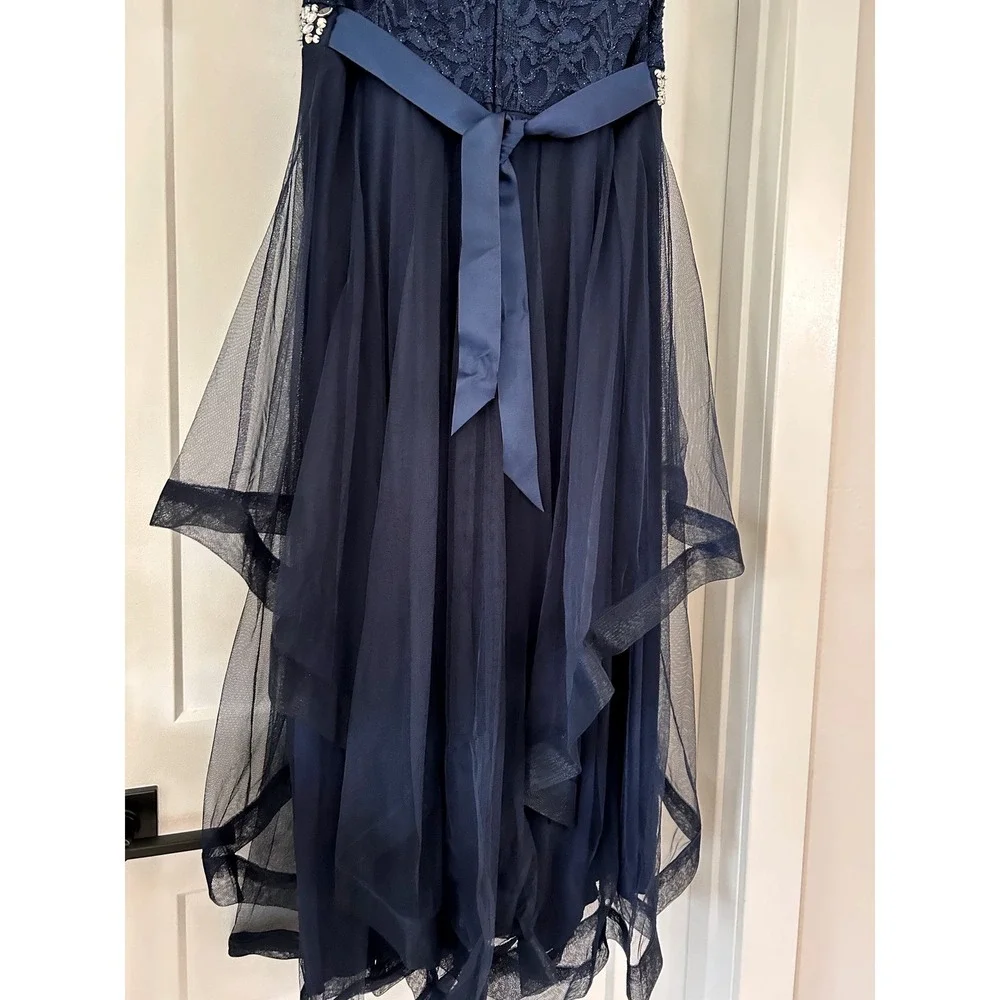 NEW Speechless Girls Navy Blue Lace Tulle Formal‎ Dress Rhinestone Belt 16.5